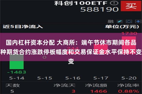 国内杠杆资本分配 大商所：端午节休市期间各品种期货合约涨跌停板幅度和交易保证金水平保持不变