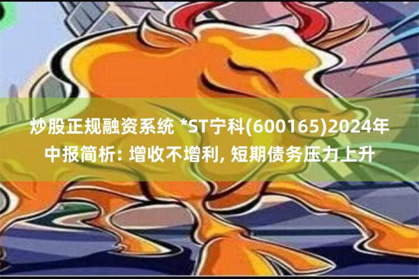 炒股正规融资系统 *ST宁科(600165)2024年中报简析: 增收不增利, 短期债务压力上升