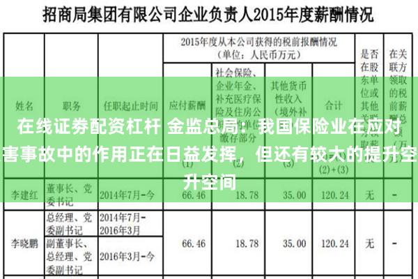 在线证劵配资杠杆 金监总局：我国保险业在应对灾害事故中的作用正在日益发挥，但还有较大的提升空间