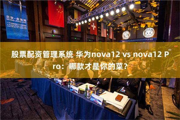 股票配资管理系统 华为nova12 vs nova12 Pro：哪款才是你的菜？