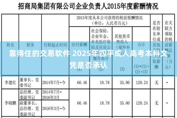 靠得住的交易软件 2025年四平成人高考本科文凭是否承认