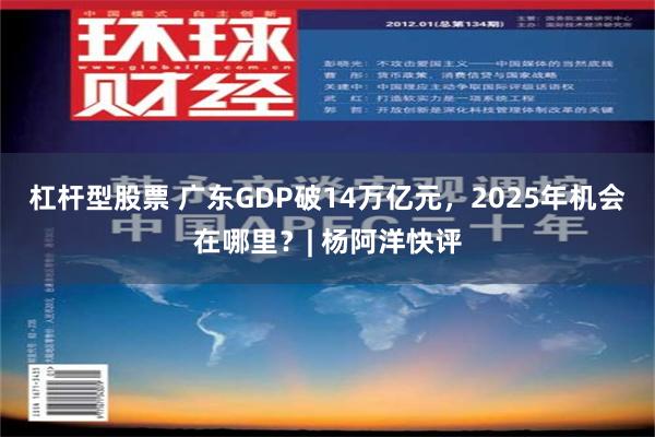 杠杆型股票 广东GDP破14万亿元，2025年机会在哪里？| 杨阿洋快评